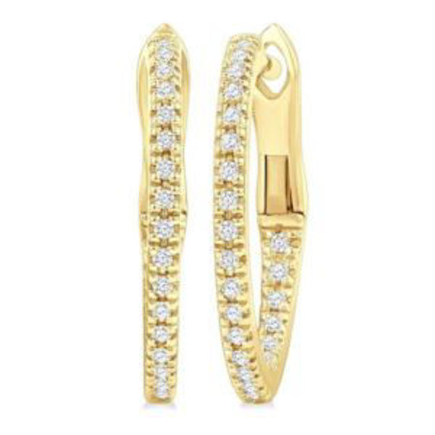 Picture of Inside Out Diamond Hoops w/ Hinged Closure Gold