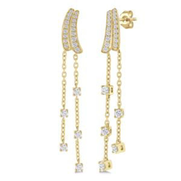 Picture of Diamond Chain Dangler Long Earrings Gold