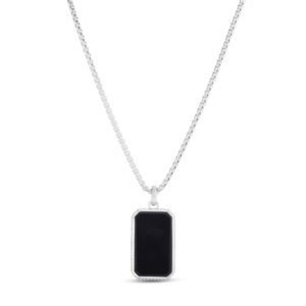 Picture of Sterling Silver Black Onyx Tag Necklace