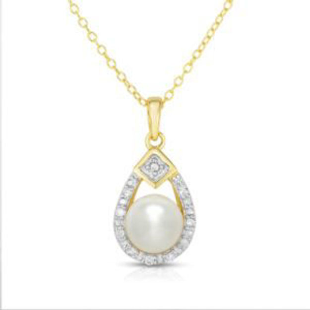 Picture of Pearl and Diamond Necklace Gold