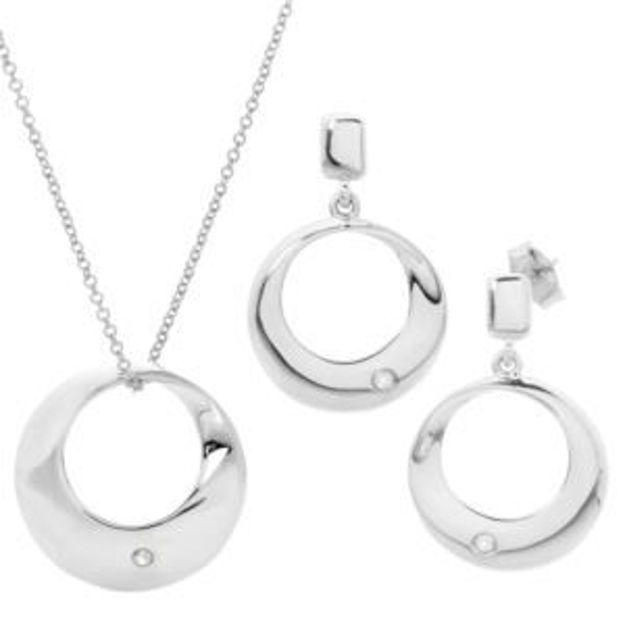 Picture of Diamond Earring & Necklace Set Silver