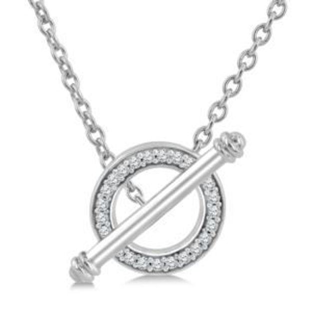 Picture of 10k Circle Diamond Toggle Necklace Silver