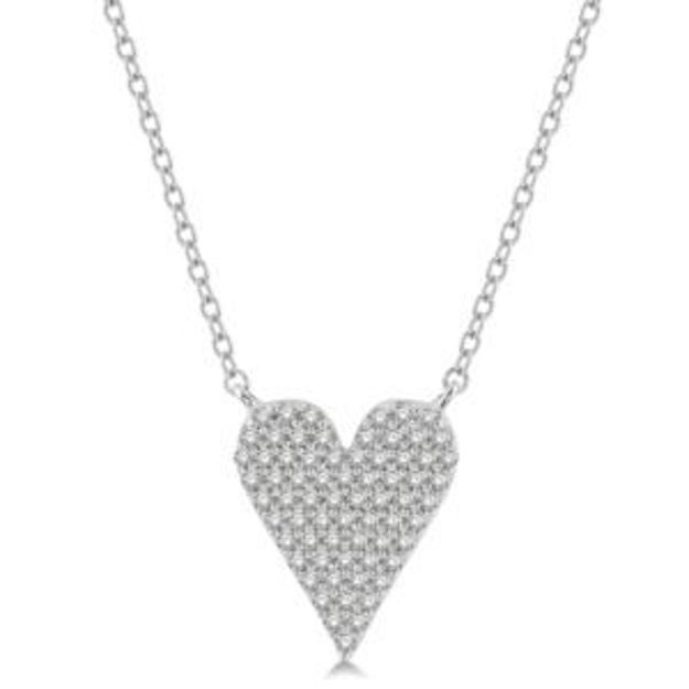 Picture of Pave Set Diamond Heart Motif Necklace Silver