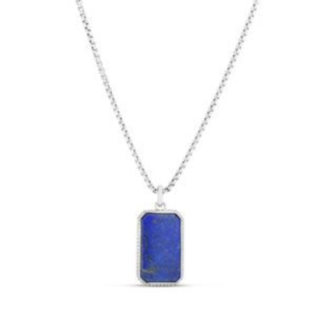Picture of Sterling Silver and Lapis Tag Necklace
