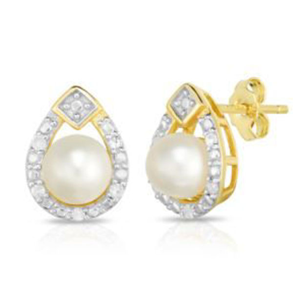 Picture of Pearl & Diamond Earrings Gold