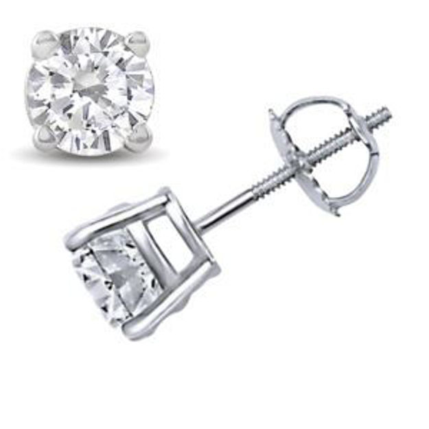 Picture of Round Cut White Diamond Studs - 0.25 CT TW