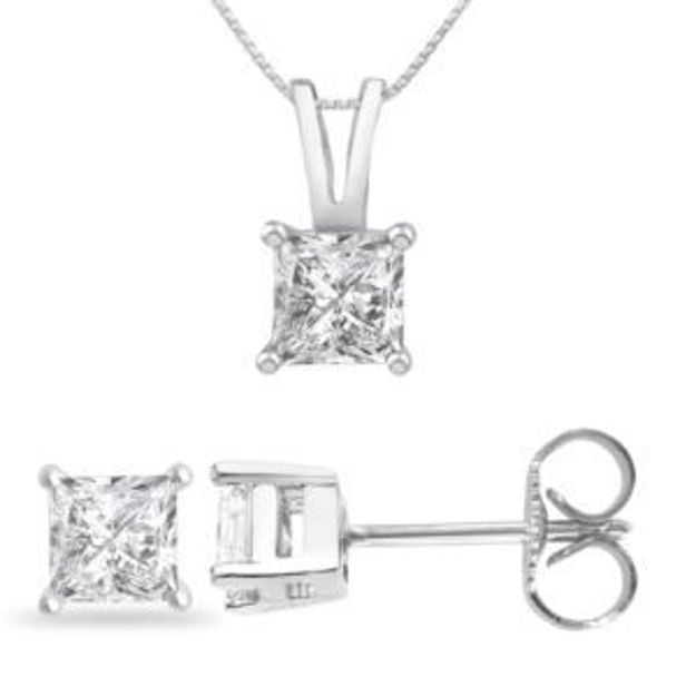 Picture of Princess Cut White Diamond Studs - 0.25 CT TW