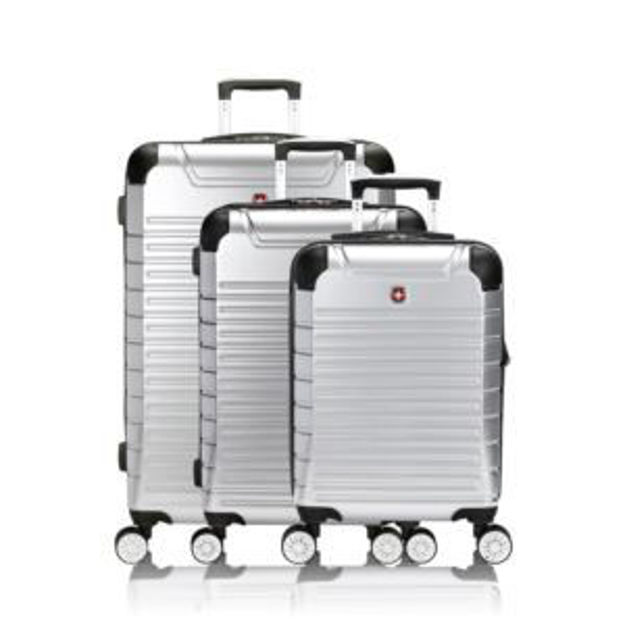 Picture of 7782 Expandable 3pc Hardside Luggage Set Silver