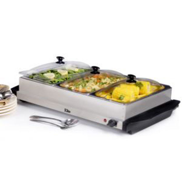Picture of 7.5qt Stainless Steel Triple Buffet Server/Warming Plate