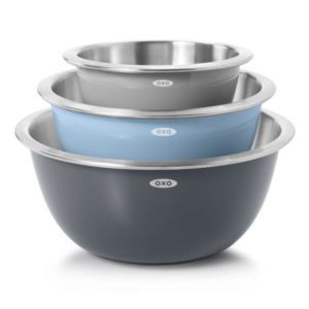 Picture of Good Grips 3pc Stainless Steel Mixing Bowl Set Gray/Blue