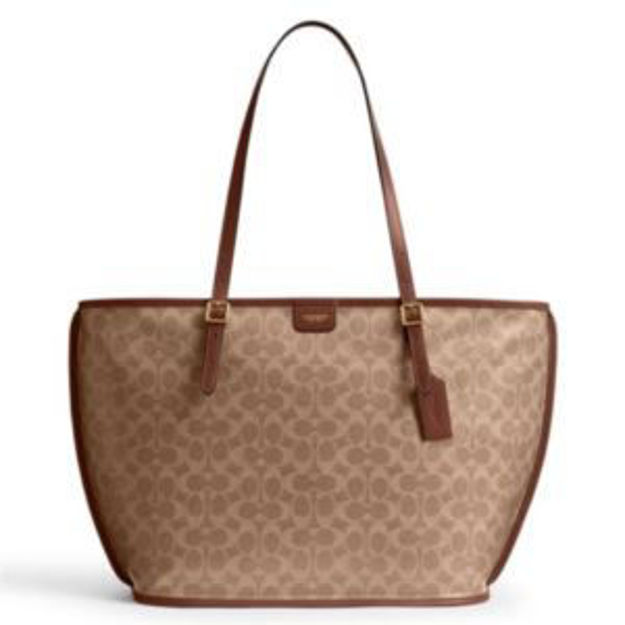 Picture of Signature Coated Canvas Taxi Tote - Tan Brown
