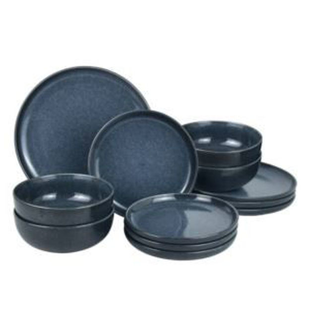 Picture of 12pc Black Pearl Glazed Black Dinnerware Set
