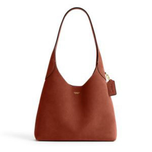 Picture of Suede Brooklyn Shoulder Bag 28 - Bluebell/Brass