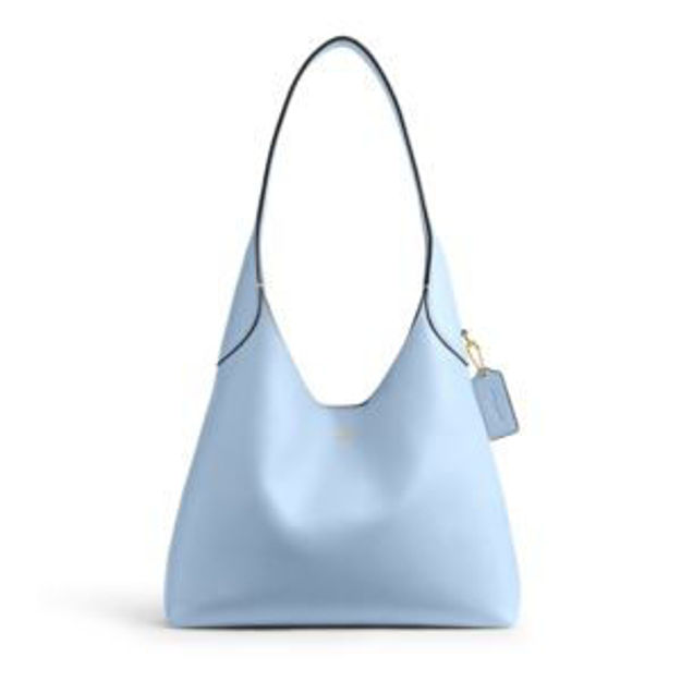 Picture of Natural Grain Leather Brooklyn Shoulder Bag 28 - Bluebell/Brass