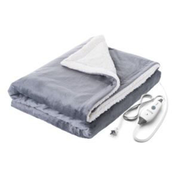 Picture of PureRelief Plush Heated Throw Blanket Gray