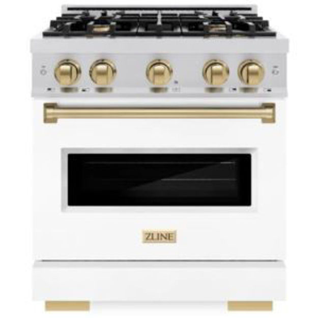 Picture of ZLINE 30'' Dual Fuel 4B Oven SS W/Wht Door/ CB Acce