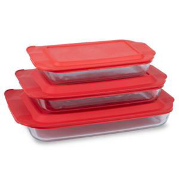 Picture of Basics 6pc Glass Baking Dish Set w/ Lids