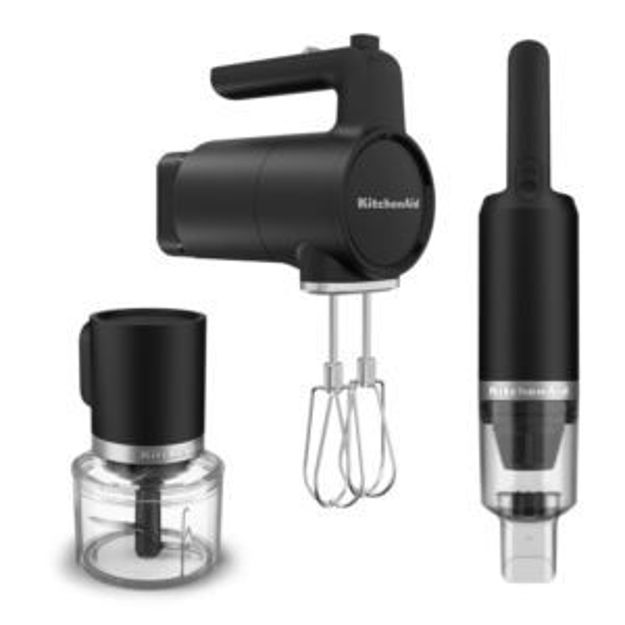 Picture of KitchenAid Go Cordless Top Down Chopper, Hand Mixer and Vacuum Kit in Black Matte