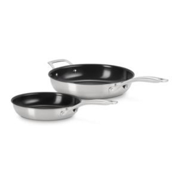 Picture of 2pc Essential Stainless Steel Nonstick Fry Pan Set 9.5" & 11"