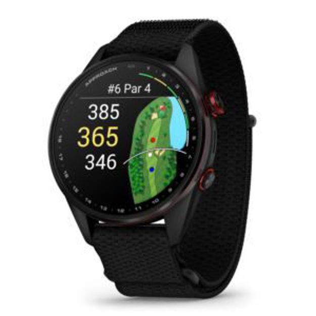 Picture of Approach S72 GPS 47mm Golf Smartwatch Carbon Gray/Red w/ Black Band