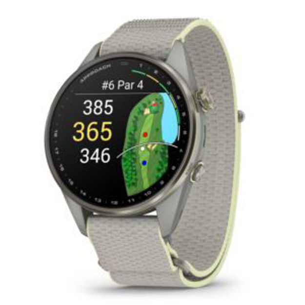 Picture of Approach S72 GPS 47mm Golf Smartwatch Silver/Citron w/ Fog Gray Band