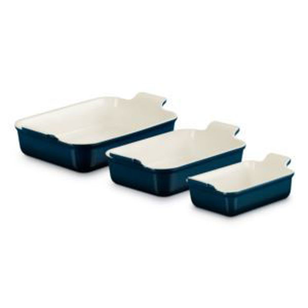 Picture of 3pc Heritage Stoneware Rectangular Baking Dish Set Nuit