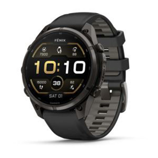 Picture of fenix 9 Pro 47 mm Carbon Gray DLC Titanium with Black/Pebble Gray Silicone Band