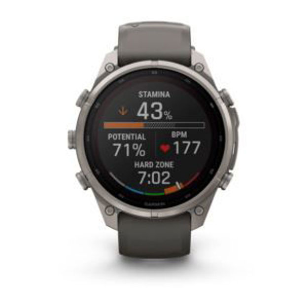 Picture of fenix 9 Pro - Solar, 47 mm Titanium with Pebble Gray/Silver Gray Silicone Band