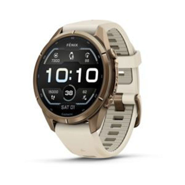 Picture of fenix 9 Pro - 43mm Autumn Gold Titanium with Cream/French Gray Silicone Band