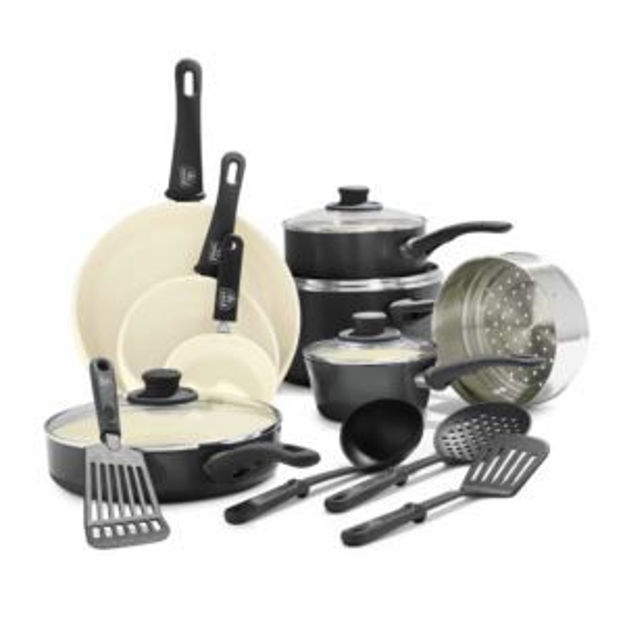 Picture of 16pc Soft Grip Nonstick Cookware Set Black