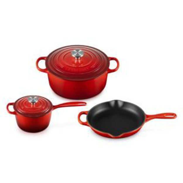 Picture of 5pc Signature Cast Iron Cookware Set Cerise