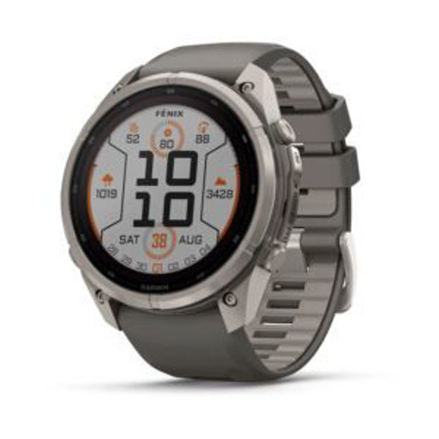 Picture of fenix 9 Pro - Solar, 51 mm Titanium with Pebble Gray/Silver Gray Silicone Band