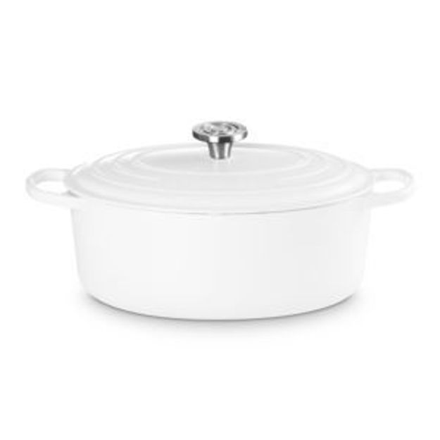 Picture of 6.75qt Signature Cast Iron Oval Dutch Oven White
